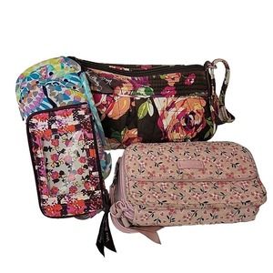 VERA BRADLEY Lot of 4 - Purse, Wristlet, ID Holder, Glasses Case Quilted‎ Floral
